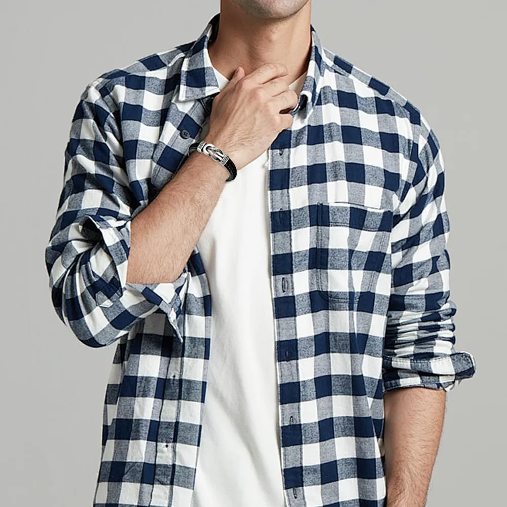 Infinity Knot Leather Bracelet for Men 316L Stainless Steel Genuine Leather Bracelet Texture Wristband Cuff Stylish Cool jewelry for Men Father Husband