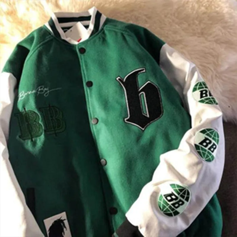 Joskaa Christmas Gift Women Retro Letter Embroidery Jackets Coat Couple Y2K High Street Hip-hop Baseball Uniform Loose Stitching Zipper Jacket 2024