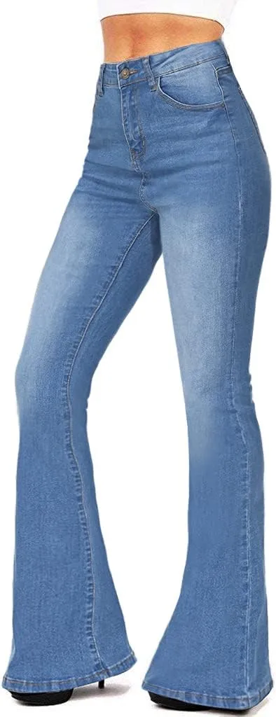 KDF Flare Jeans for Women Women's Bootcut Bell Bottom Jeans High Waisted Stretch Slimming Bell Bottoms Jeans
