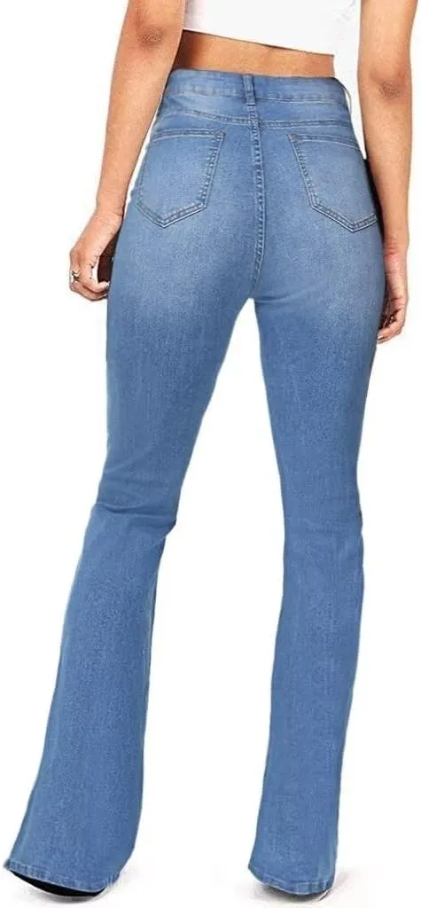 KDF Flare Jeans for Women Women's Bootcut Bell Bottom Jeans High Waisted Stretch Slimming Bell Bottoms Jeans