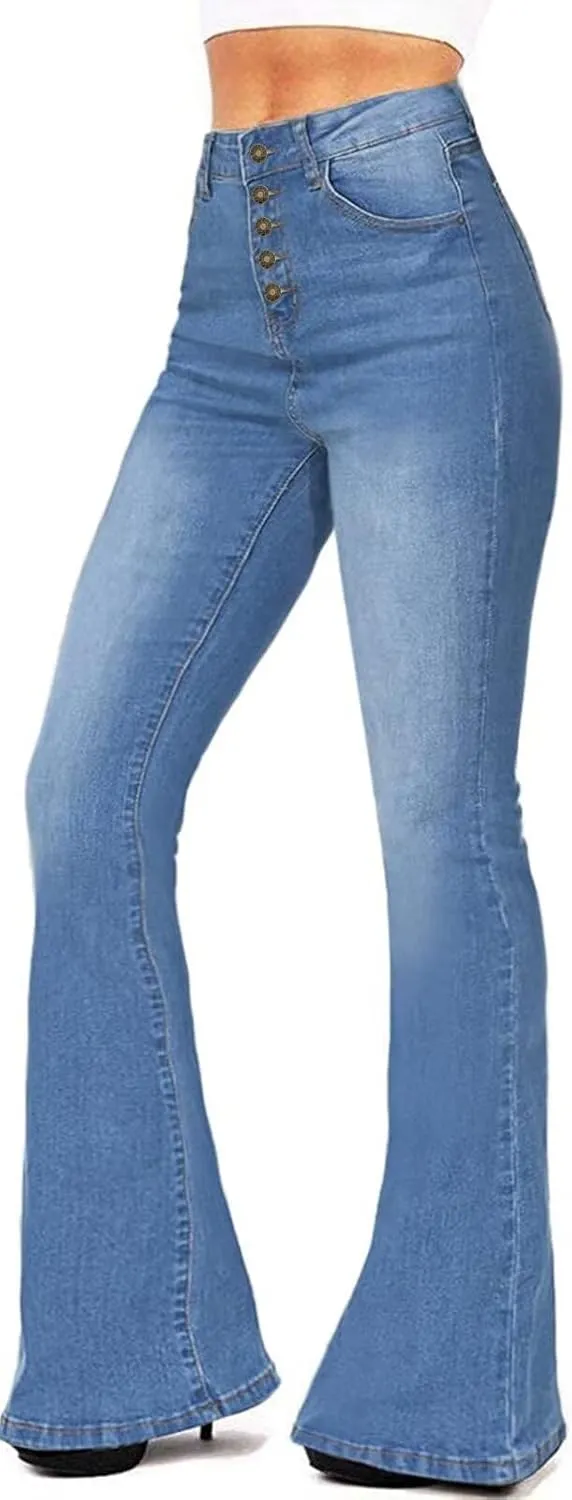 KDF Flare Jeans for Women Women's Bootcut Bell Bottom Jeans High Waisted Stretch Slimming Bell Bottoms Jeans