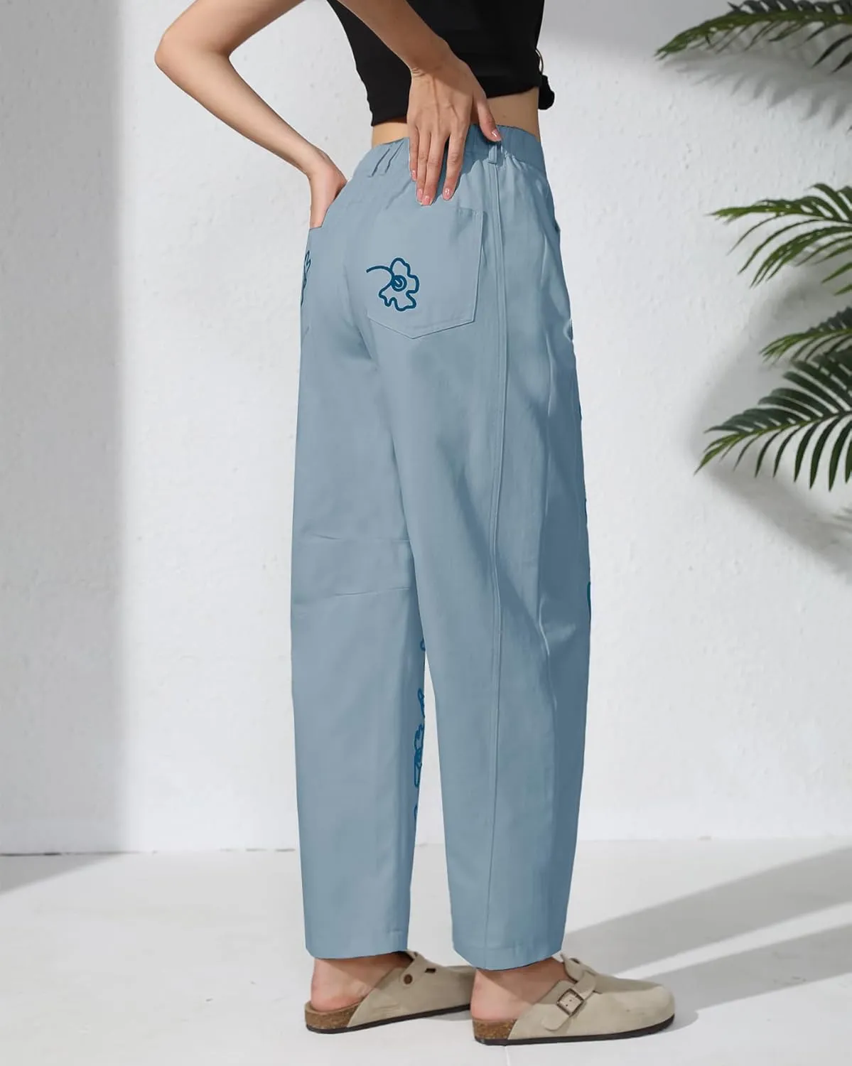 Kedera Embroidered Jeans for Women 2025 Baggy Boyfriend Jeans Barrel Leg Horseshoe Jeans Women Vintage Mid Rise Jeans