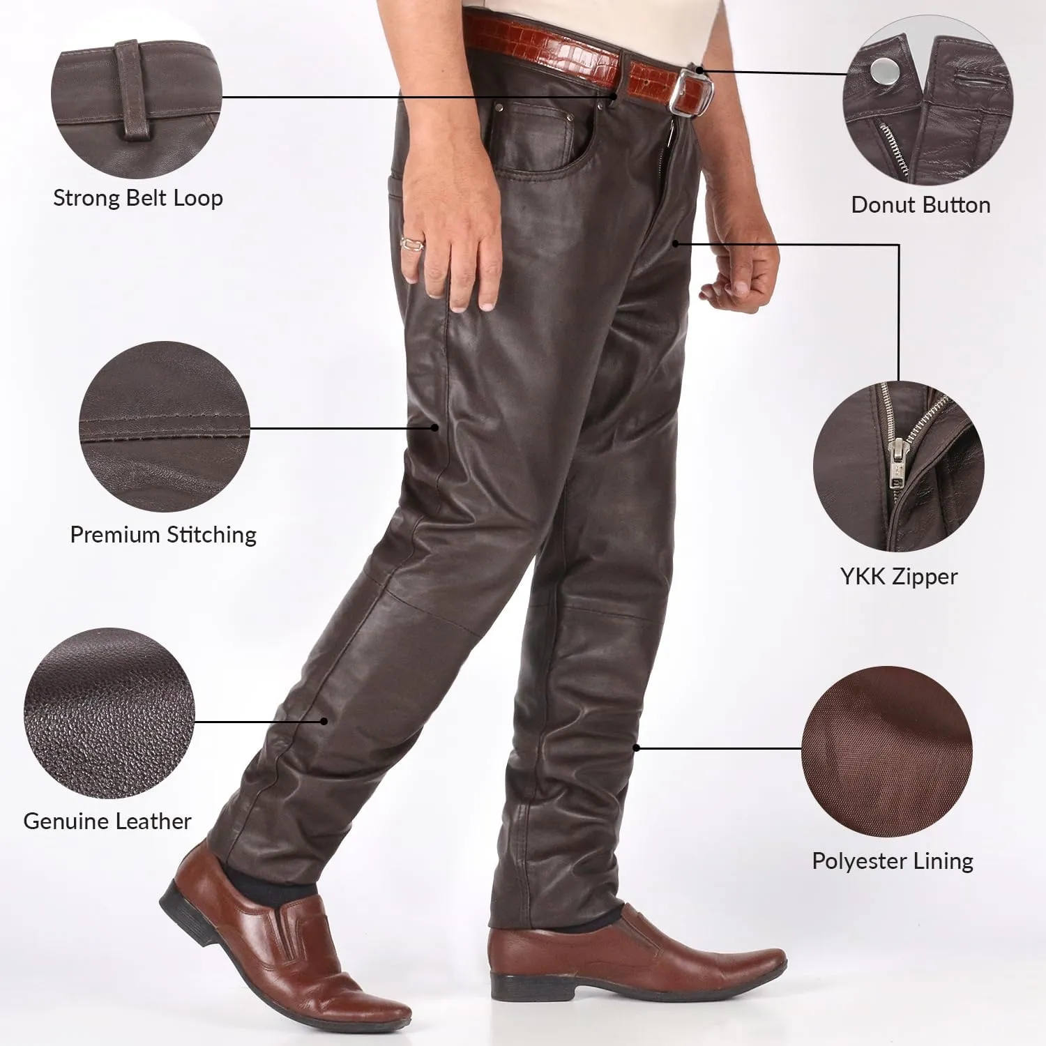 Laverapelle Men's Genuine Lambskin Leather Pants (Black, Leather Jeans) - 1804001