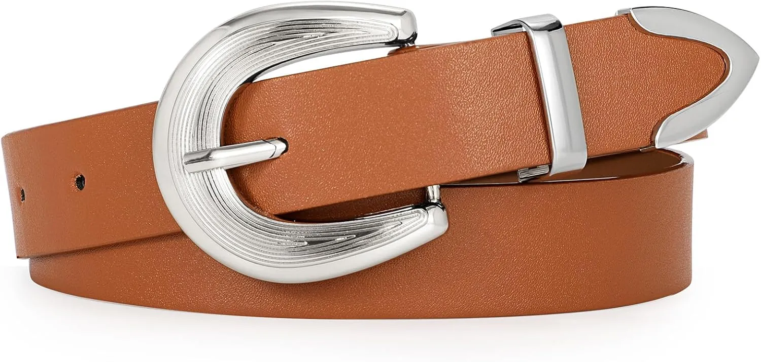 LEACOOLKEY Women Leather Belt Women Belts for Jeans Dress Ladies Fashion Leather Waist Belt Women Black Belt