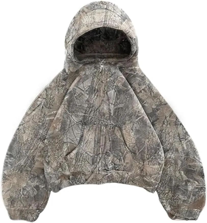 Leopard Print Oversized Camo Hoodie for Women - Cheetah Pullover Tops Y2k Graphic Hoodie With Pocket