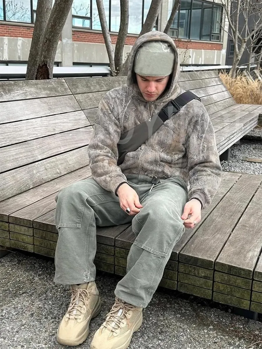 Leopard Print Oversized Camo Hoodie for Women - Cheetah Pullover Tops Y2k Graphic Hoodie With Pocket