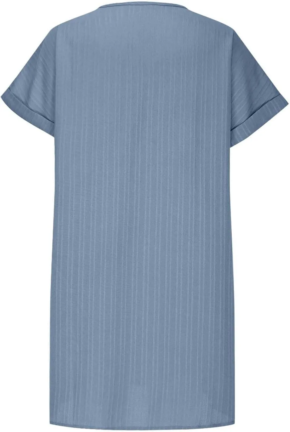 Linen Cotton Dress for Women Button V Neck Midi Dress Short Sleeve Dressy Casual Loose Fit Work T Shirt Dresses
