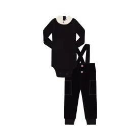 Little Parni Plum Baby Velour Overalls   Logo Turtleneck (K449)