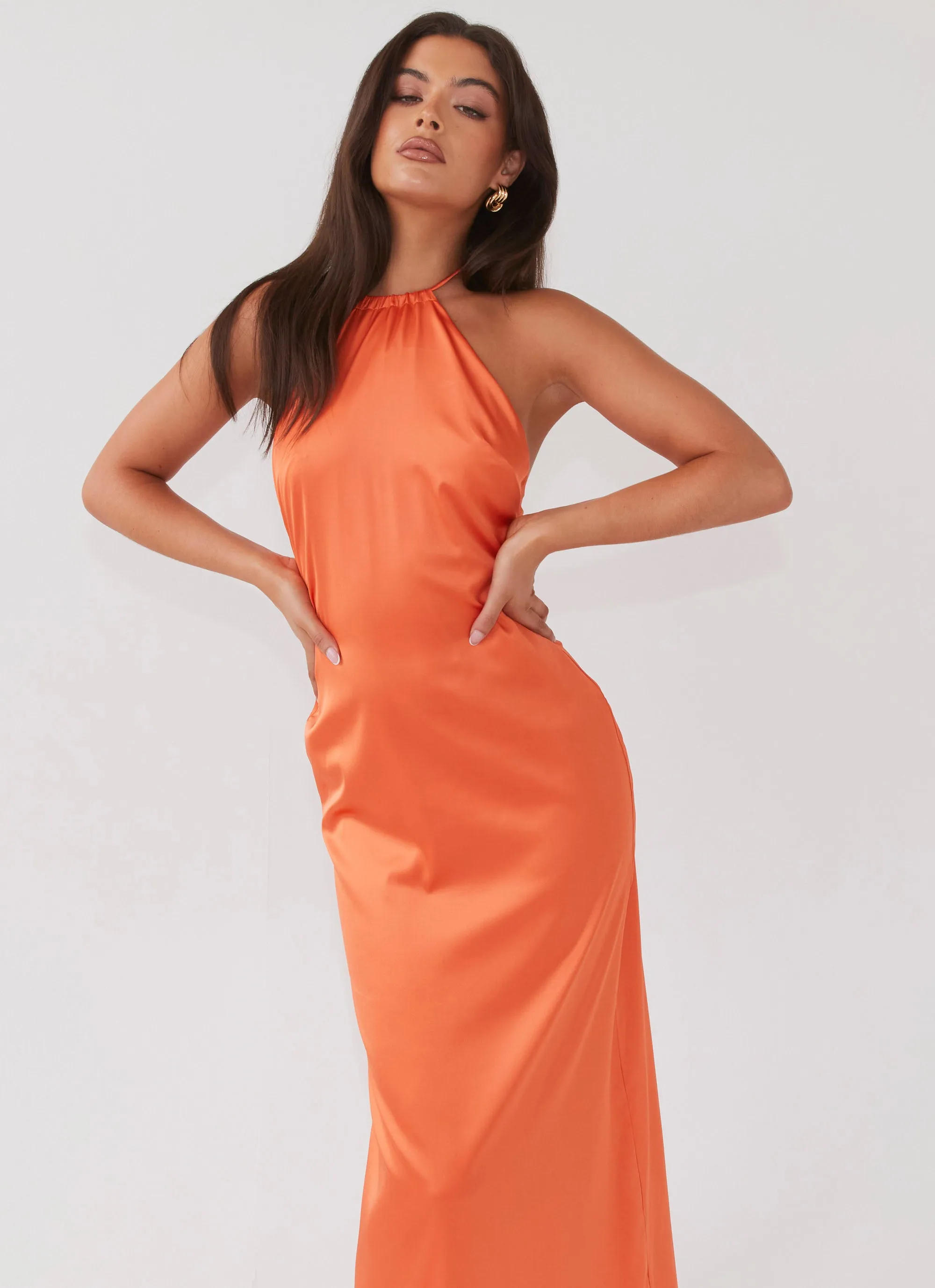 Melody Day Halterneck Maxi Dress - Tangerine