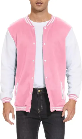 Men's Bomber Jacket Varsity Baseball Jackets Windbreaker Lightweight Slim Fit Button Down Letterman Jacket