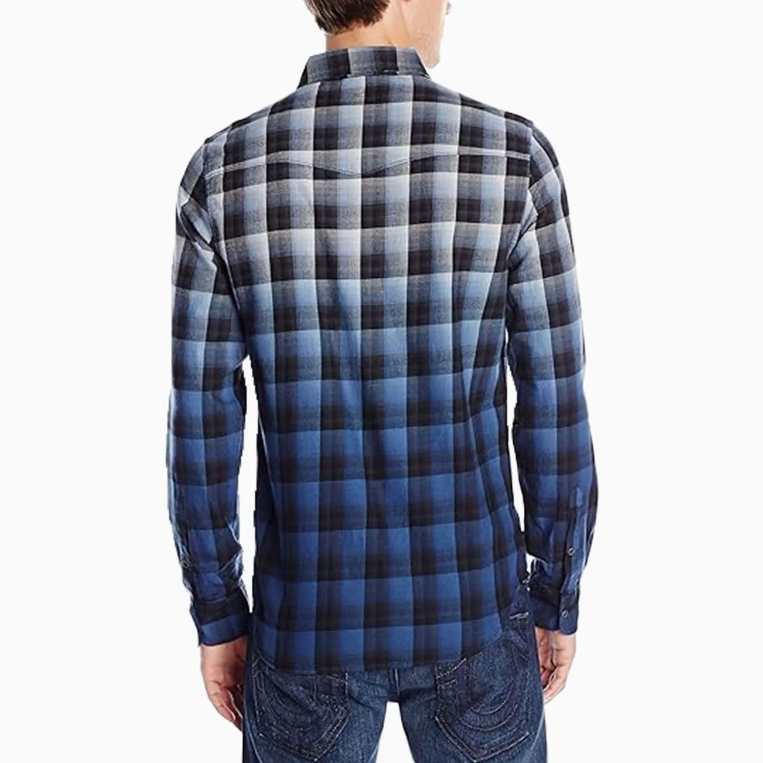 Men's Men's Dip-Dye Plaid Western Shirt