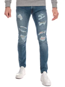 Men's Ripped Skinny Jeans,Blue