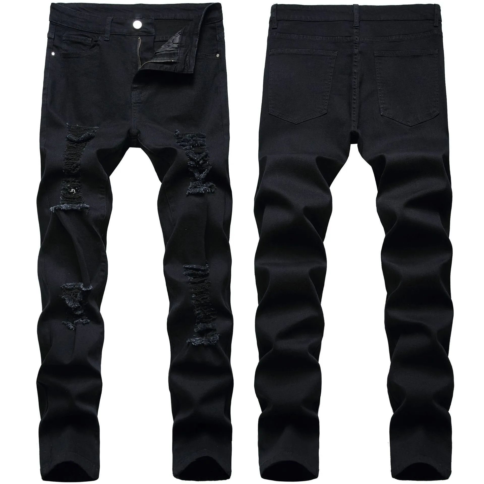 Men's Slim Fit Stretch Jeans Ripped Skinny Pant