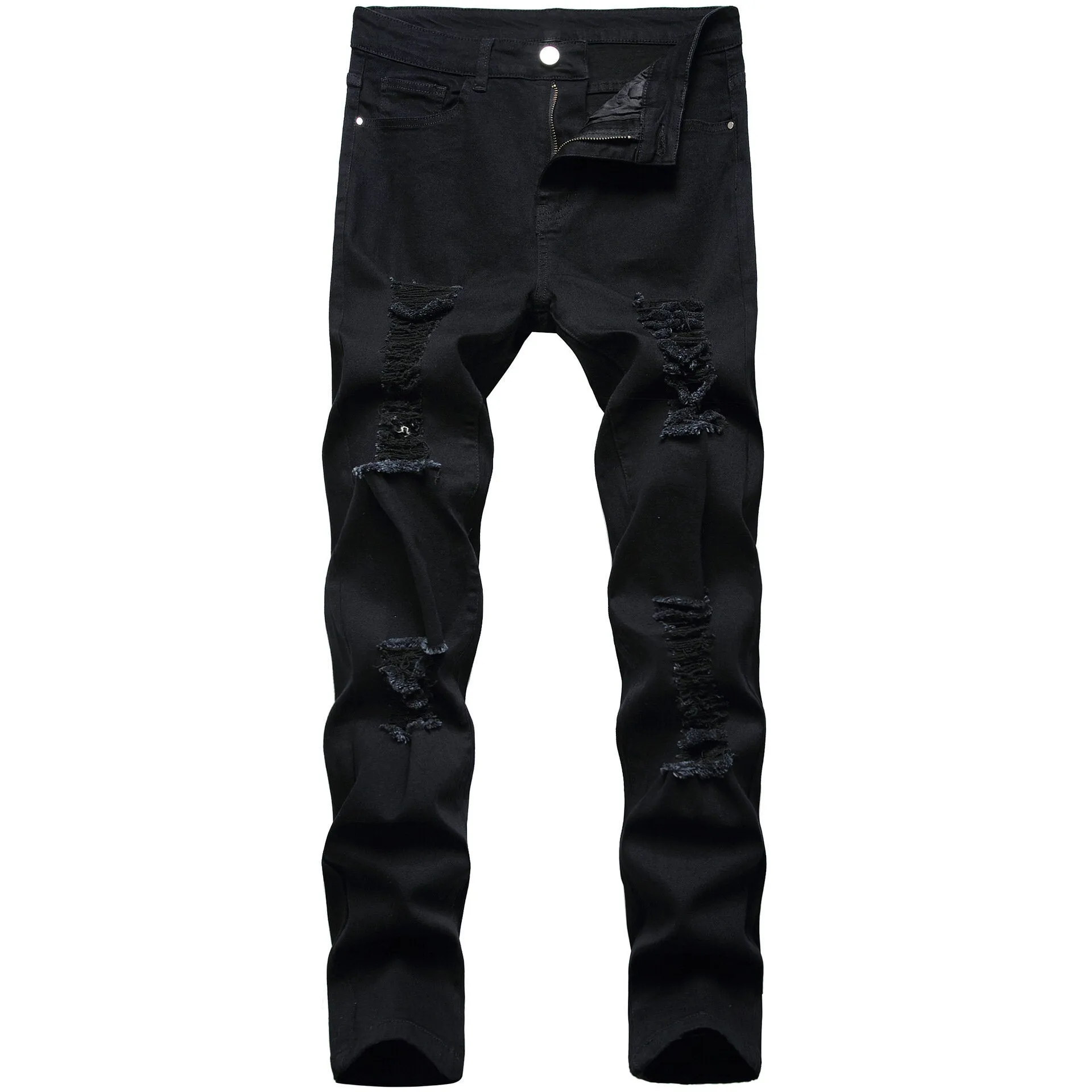 Men's Slim Fit Stretch Jeans Ripped Skinny Pant