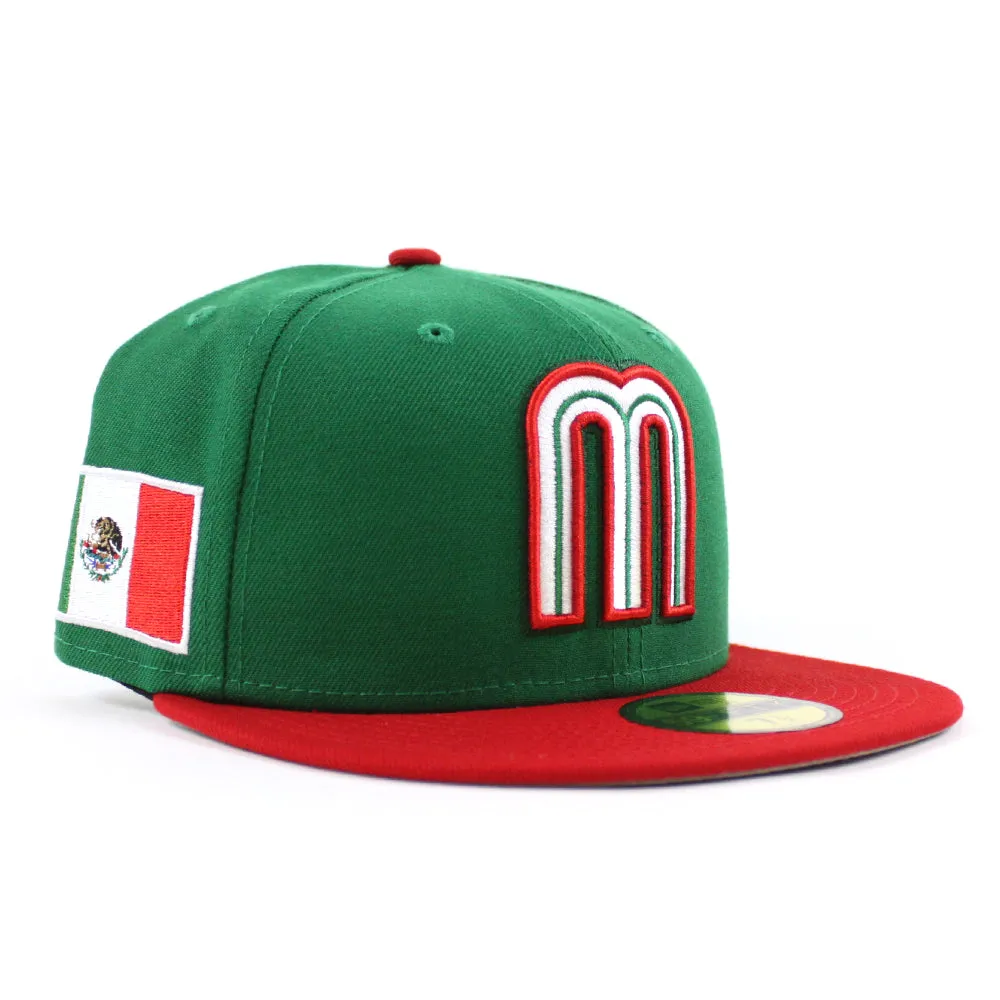 Mexico 2023 World Baseball Classic (WBC) New Era 59Fifty Fitted Hat (Green Red Grey Under Brim)