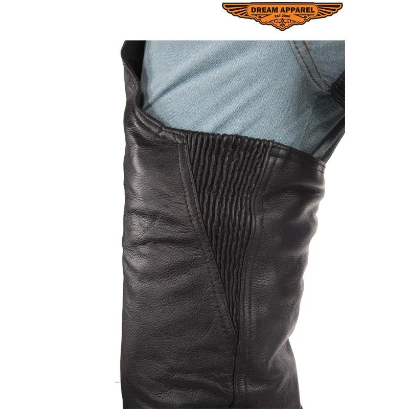 Naked Cowhide Plain Chaps Vertical Gather in Thighs