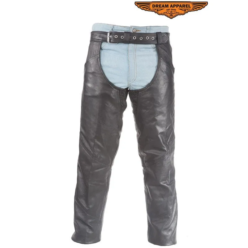 Naked Cowhide Plain Chaps Vertical Gather in Thighs