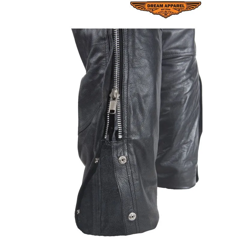 Naked Cowhide Plain Chaps Vertical Gather in Thighs