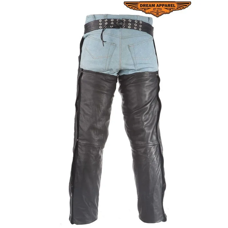 Naked Cowhide Plain Chaps Vertical Gather in Thighs