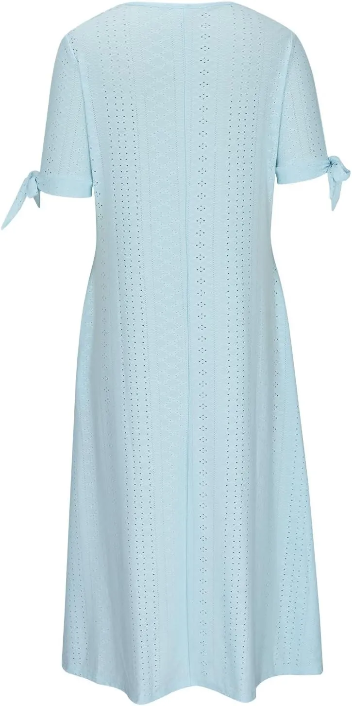 NaRHbrg Womens Summer Dress Casual Floral Print Midi Dress Button V Neck Short Sleeve Dresses Flowy Boho Beach Party Sundress