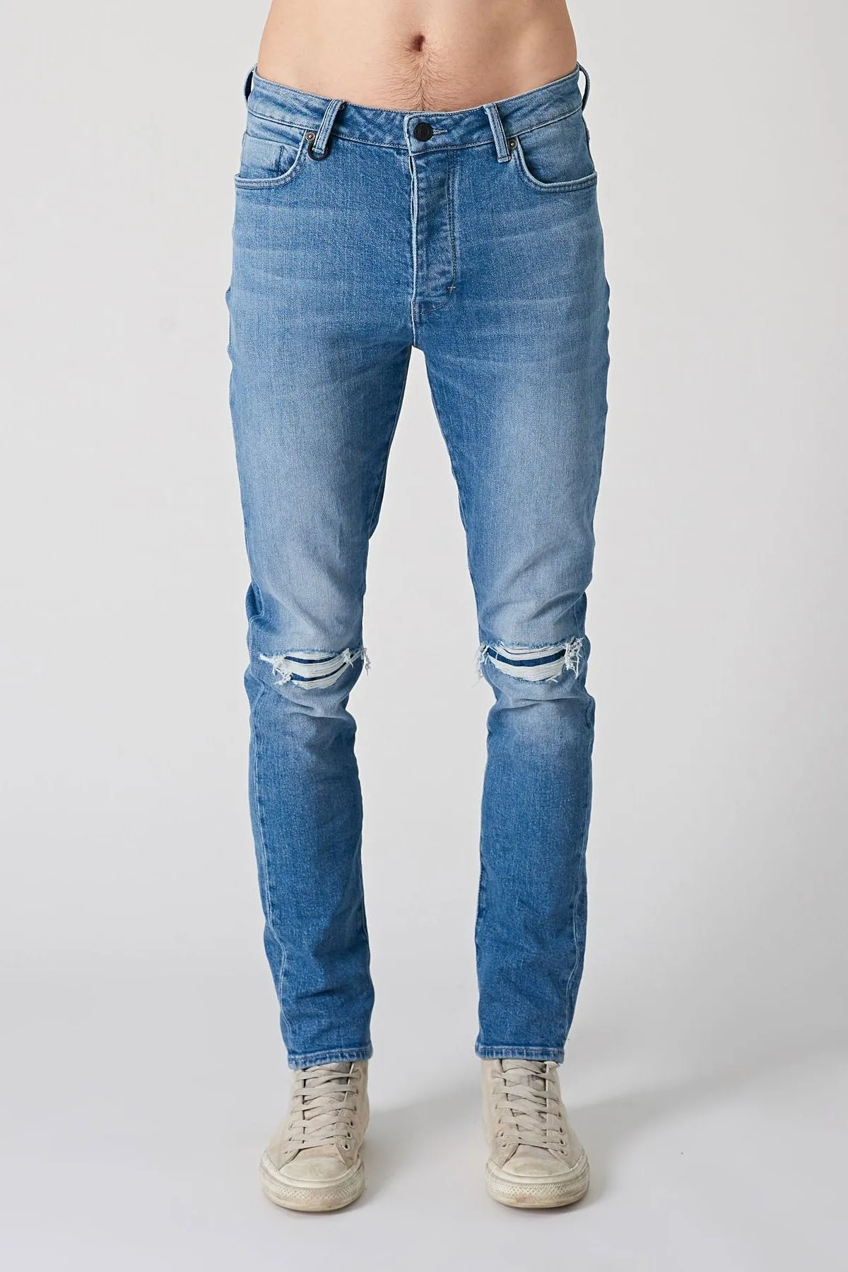 Neuw MENS RAY TAPERED SLIM JEANS - BLUE  KIMBIE TORN