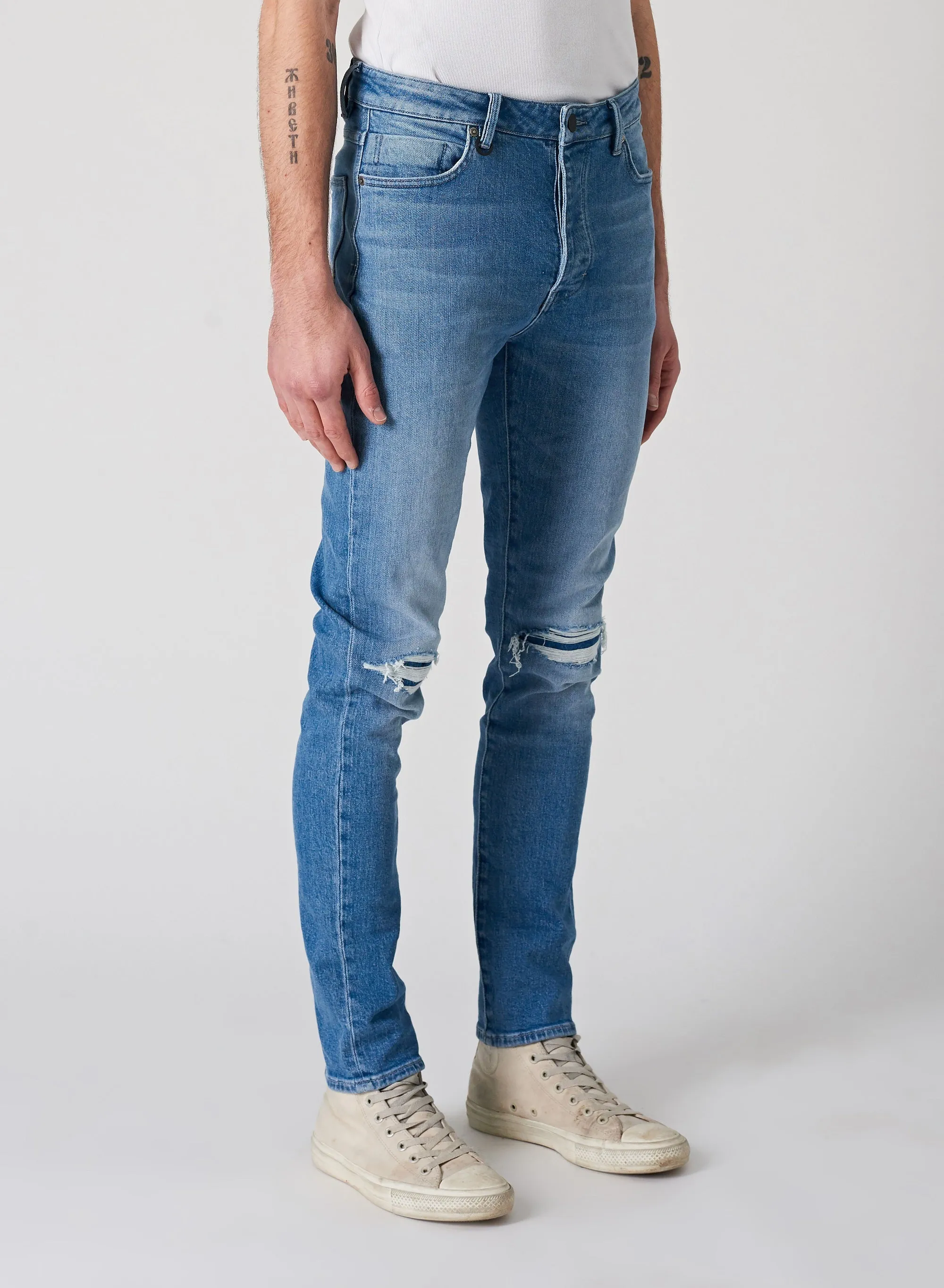 Neuw MENS RAY TAPERED SLIM JEANS - BLUE  KIMBIE TORN