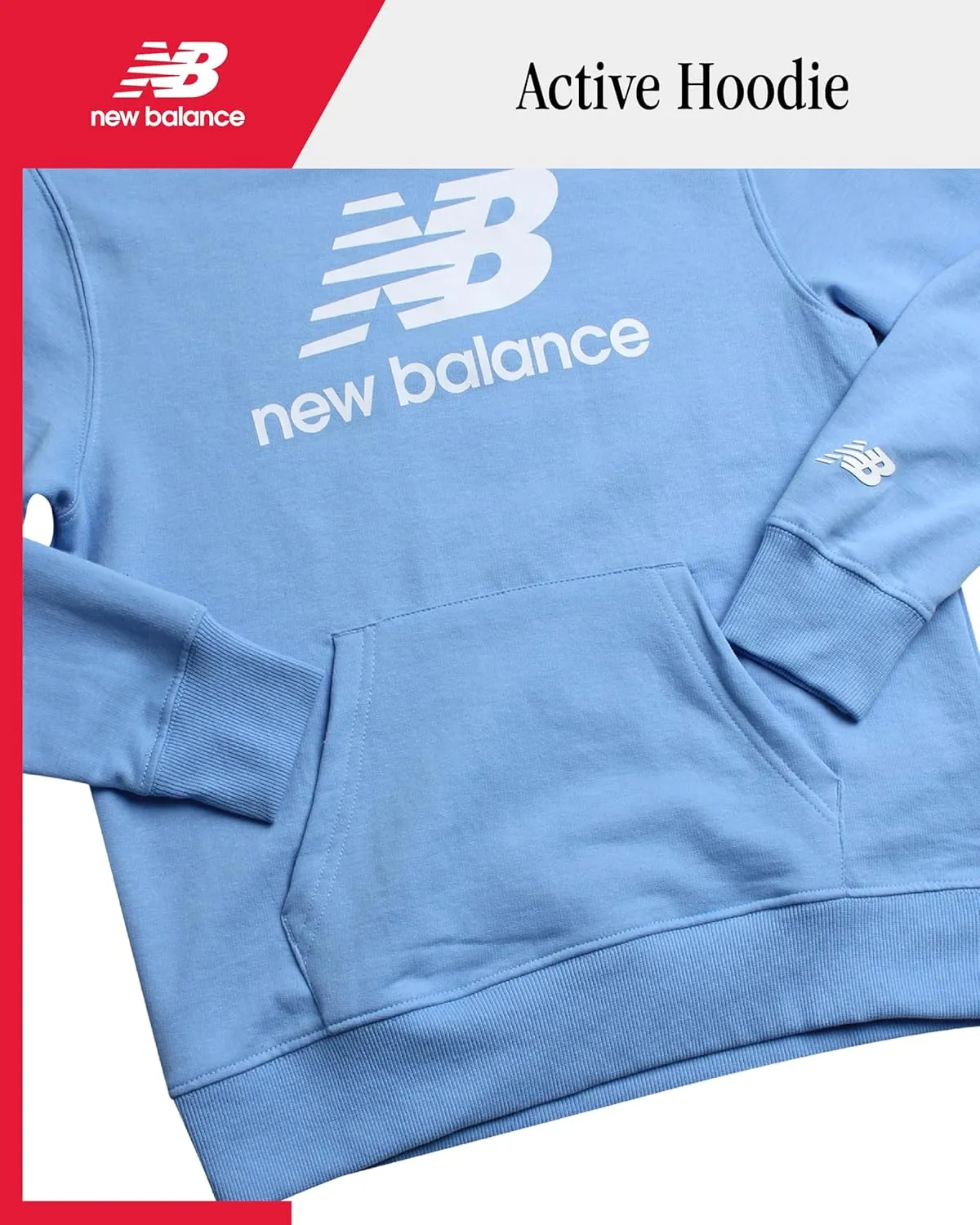 New Balance Boys Hoodie - Fleece Pullover Sweatshirt, Comfy Long Sleeve Hoodies for Boys with Kangaroo Pocket (Sizes 4-20)