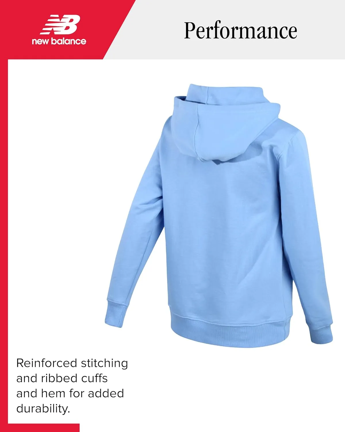 New Balance Boys Hoodie - Fleece Pullover Sweatshirt, Comfy Long Sleeve Hoodies for Boys with Kangaroo Pocket (Sizes 4-20)