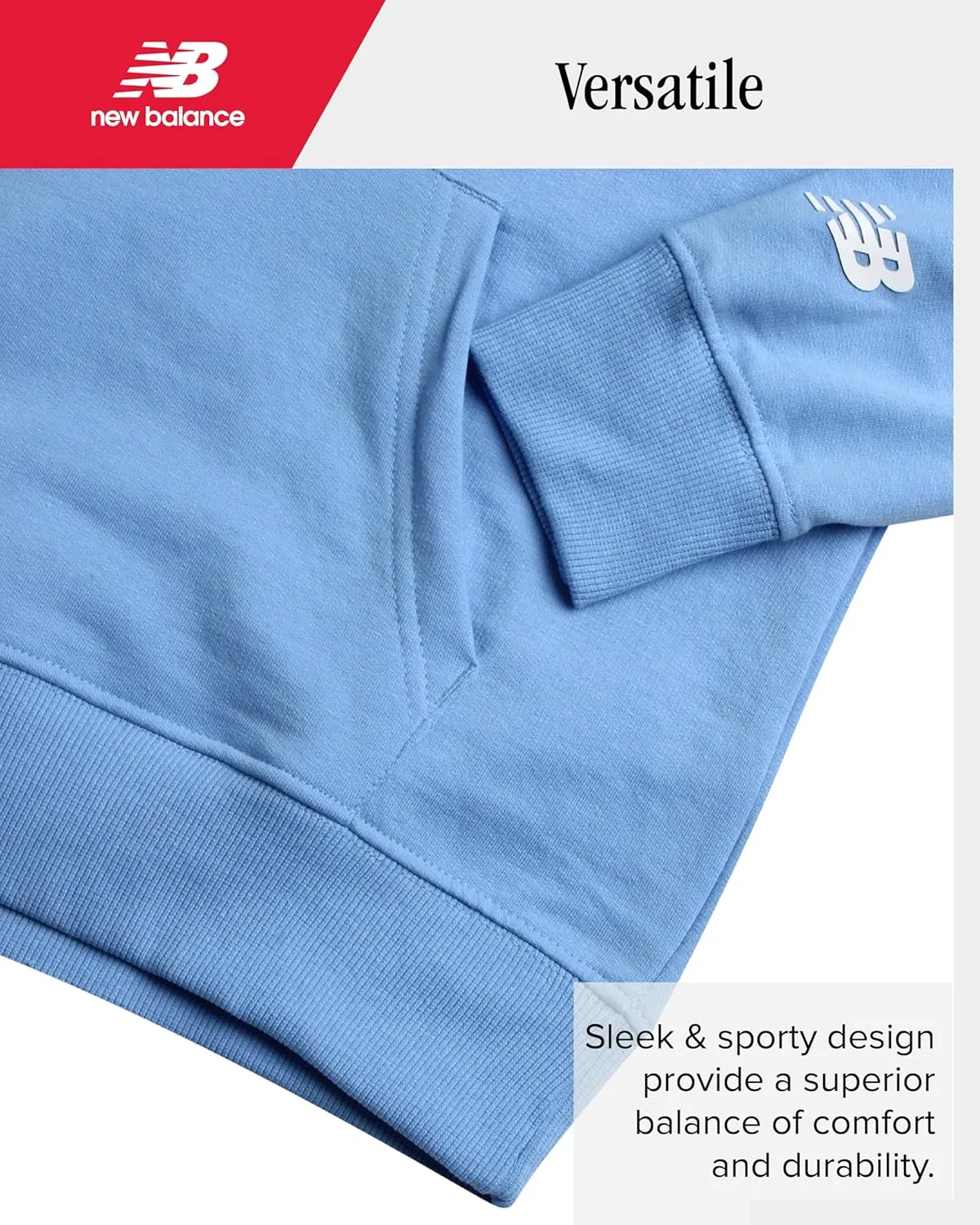 New Balance Boys Hoodie - Fleece Pullover Sweatshirt, Comfy Long Sleeve Hoodies for Boys with Kangaroo Pocket (Sizes 4-20)