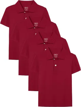OHD 4 Pack Boys Polo Shirt Cotton School Uniform Polo Shirts for Boys Soft Kids Polo Shirt Multiple Color Short Sleeve Polo
