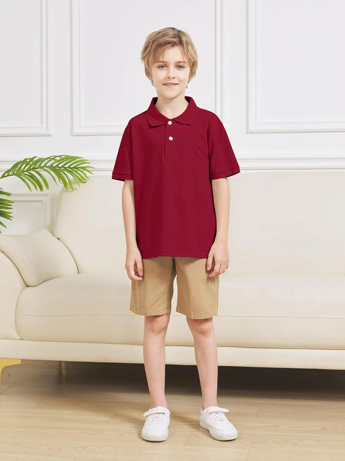 OHD 4 Pack Boys Polo Shirt Cotton School Uniform Polo Shirts for Boys Soft Kids Polo Shirt Multiple Color Short Sleeve Polo