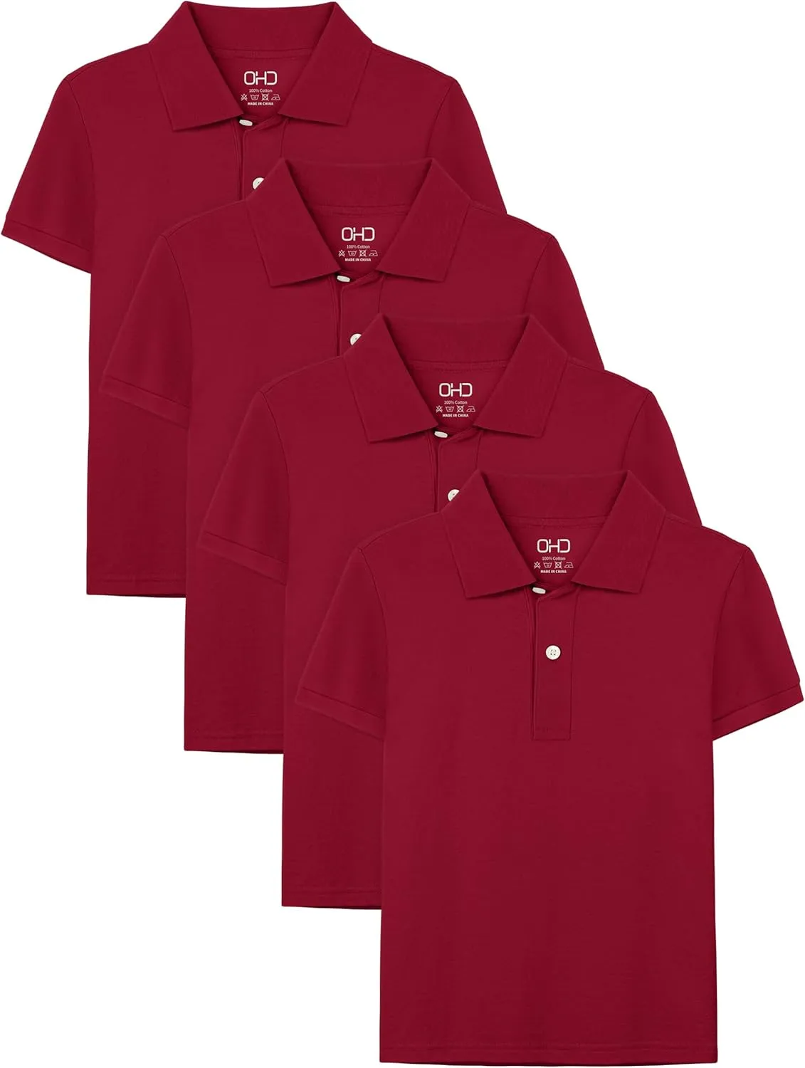 OHD 4 Pack Boys Polo Shirt Cotton School Uniform Polo Shirts for Boys Soft Kids Polo Shirt Multiple Color Short Sleeve Polo