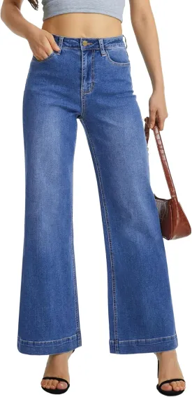 ONESO Flare Jeans for Women High Waist Wide Leg Womens Jeans Stretch Tummy Control Baggy Denim Pants Inseam 30" ONESO Flare Jeans for Women High Waist Wide Leg Womens Jeans Stretch Tummy Control Baggy Denim Pants Inseam 30"