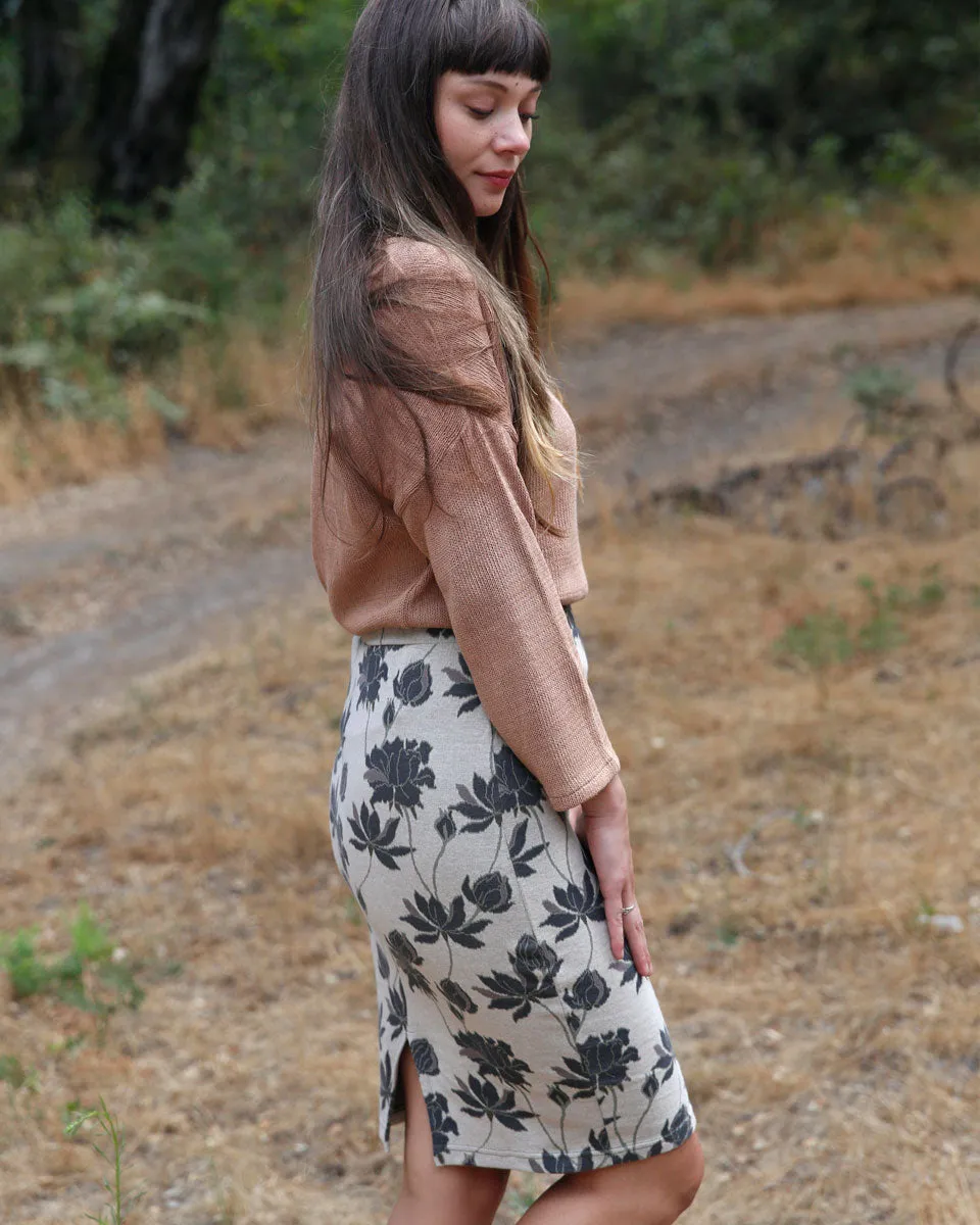 Organic Cotton Jacquard Pencil Skirt