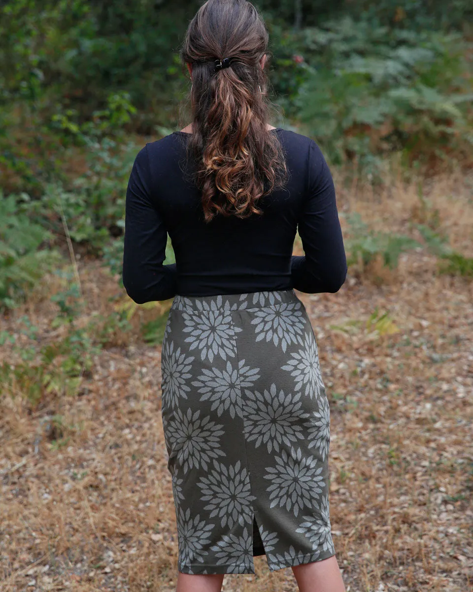Organic Cotton Jacquard Pencil Skirt