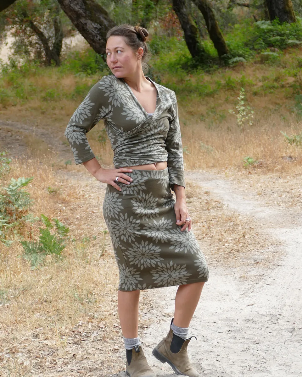 Organic Cotton Jacquard Pencil Skirt