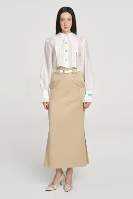 Origami Khaki Maxi Skirt
