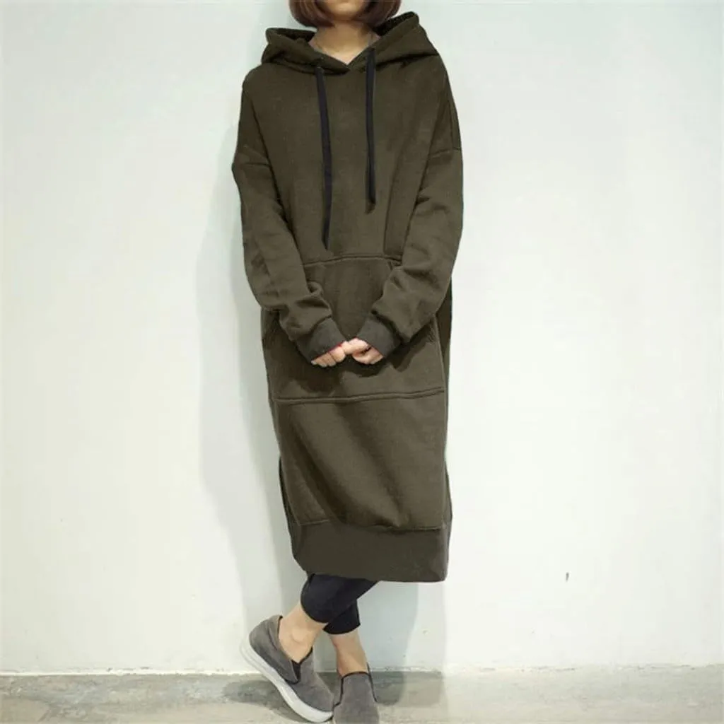 Oversized Hoodie Dress for Women Oversized Casual Hooded Pullover Long Sleeve Drawstring Hoodies Dress Pockets