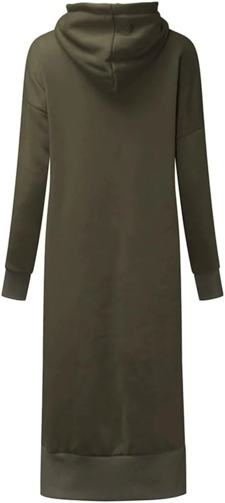 Oversized Hoodie Dress for Women Oversized Casual Hooded Pullover Long Sleeve Drawstring Hoodies Dress Pockets
