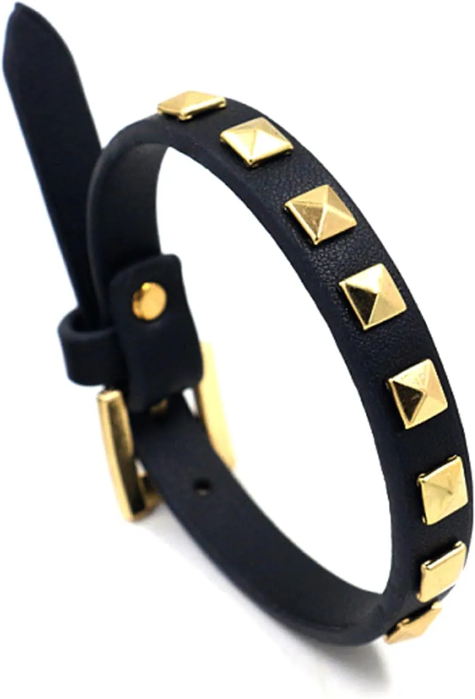 PEAS Punk Jewelry Belt Buckle Adjustable Bracelet Pyramid Stud Wristband Rivet Leather Cuff Bracelet