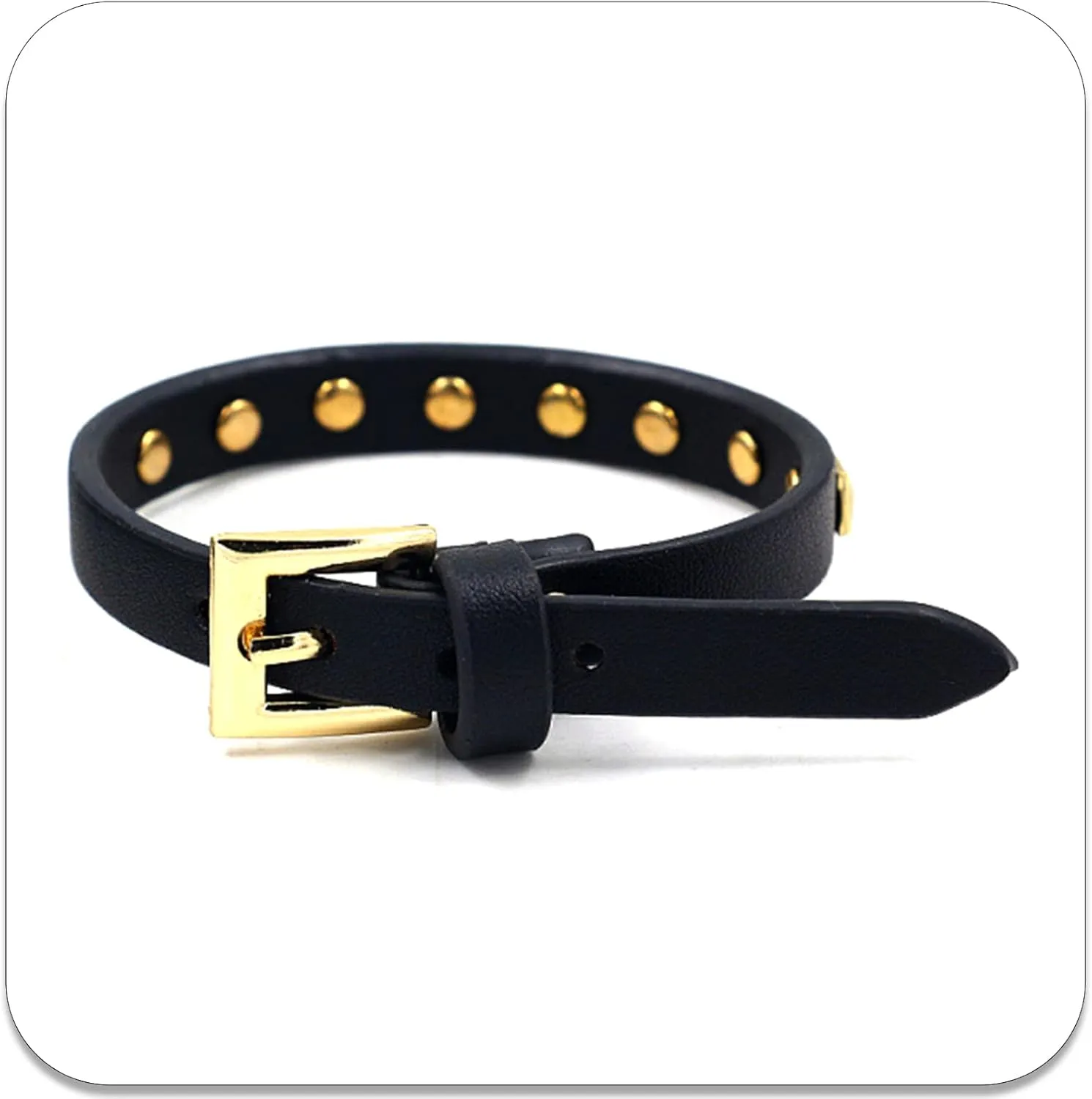 PEAS Punk Jewelry Belt Buckle Adjustable Bracelet Pyramid Stud Wristband Rivet Leather Cuff Bracelet