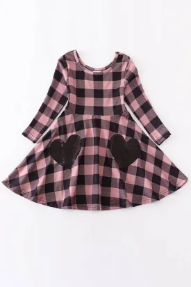 Pink Plaid Heart Twirl Dress