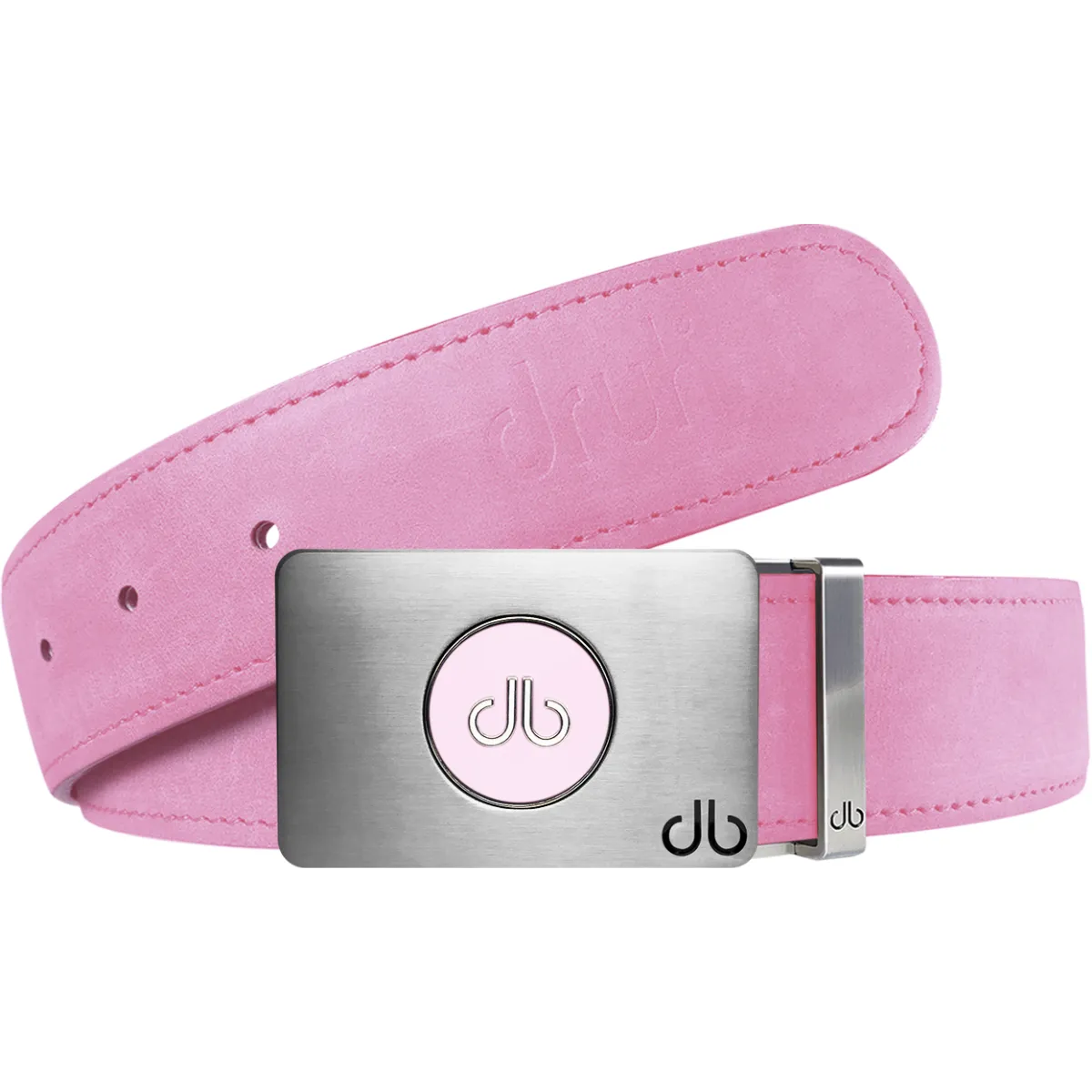 Pink Plain Leather Texture Belt with Pink Ballmarker Buckle