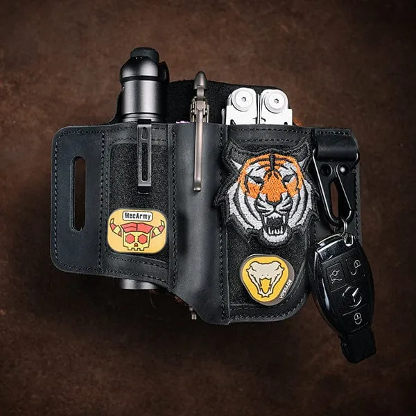 PL3 Multitool Sheath, Leather Sheath with DIY Patch Area and Pen Holder