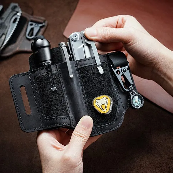 PL3 Multitool Sheath, Leather Sheath with DIY Patch Area and Pen Holder