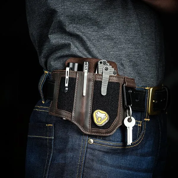 PL3 Multitool Sheath, Leather Sheath with DIY Patch Area and Pen Holder