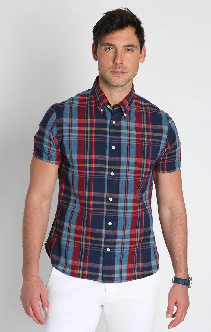 Plaid Madras Short Sleeve Shirt