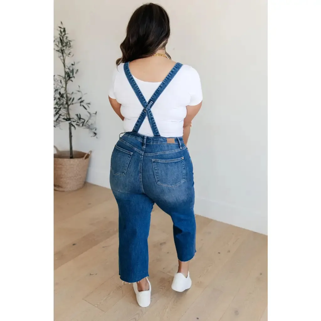 Priscilla High Rise Crop Wide Leg Denim Overalls