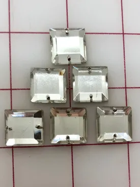 Rhinestones - 16x16mm Czech Crystal Square-Shape Sew-On 6-Pack