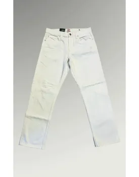 Ripped Straight Jeans in Off White